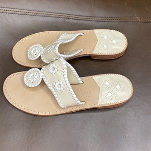 Jack Rogers Tan Whipstitched Flat Sandal SZ 7.5